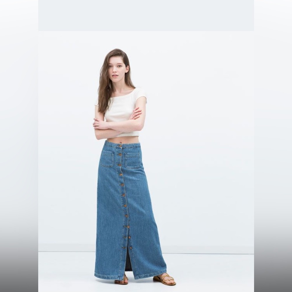 ZARA long denim skirt